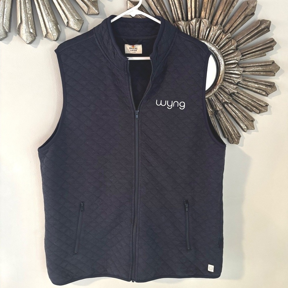 Marine Layer Quilted Vest Navy Full Zip Mens XLarge Casual Lightweight Wyng